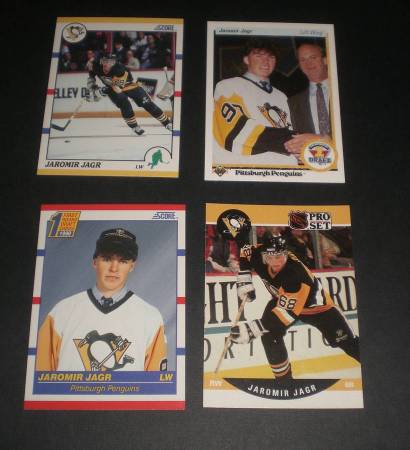 4 PITTSBURGH PENGUINS JAROMIR JAGR ROOKIE CARDS 1