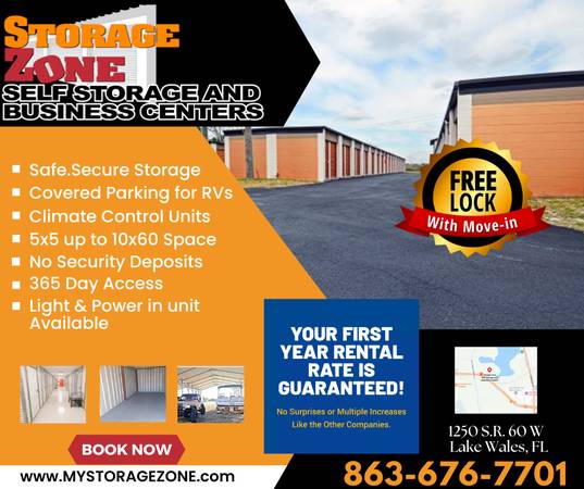 $40 / 200ft2 - RV Parking/Warehouse Space/Climate Control Units/10x30 Spaces (lake wales)64149652590977124