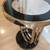 MCM END TABLE // BLACK AND BRASS WITH GLASS TOP / ROUND 5 thumbnail