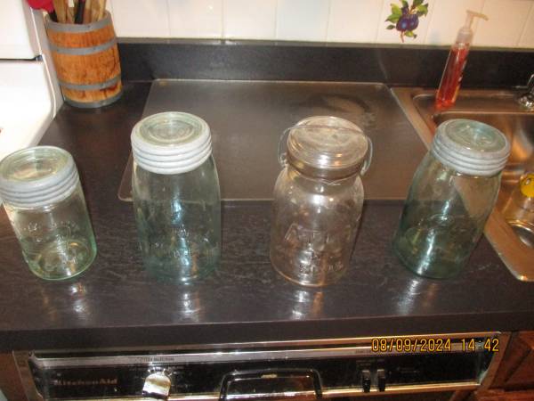 4 very old vintage mason jars 1