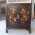 Pair of Antique Asian Rosewood black lacquer bone inlay side cabinets 9 thumbnail