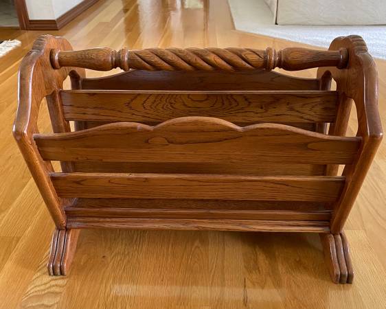 Solid Oak Magazine Rack 1