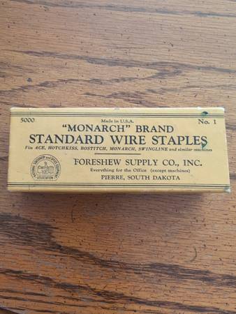 Vintage Monarch staples  Foreshew Supply Co Pierre 1