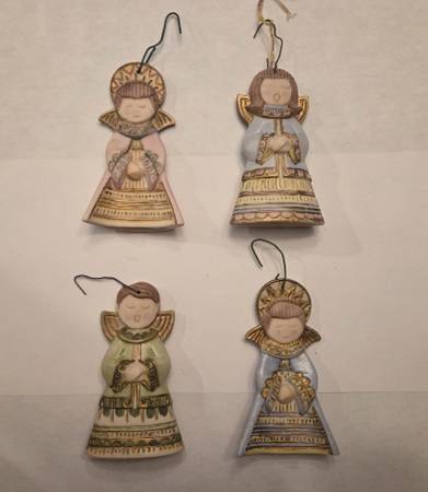 4 Hand Painted Ceramic Christmas Tree Ornaments 1