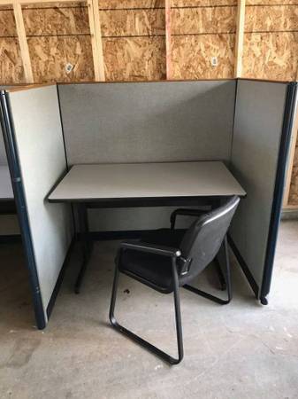 Four X Four X Four Foot Office Cubicle with 48” Desk and Office Arm Ch 1