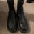 Black leather thick wedge boots 1 thumbnail