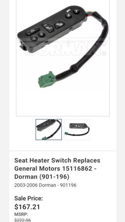 Used GM Part #15116862 Drivers side seat heater switch 1