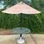 Vintage Wrought Iron Green Round Patio Table With Umbrella & Stand 1 thumbnail