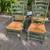 Set of four vintage green farmhouse style ladderback and rush chairs 1 thumbnail