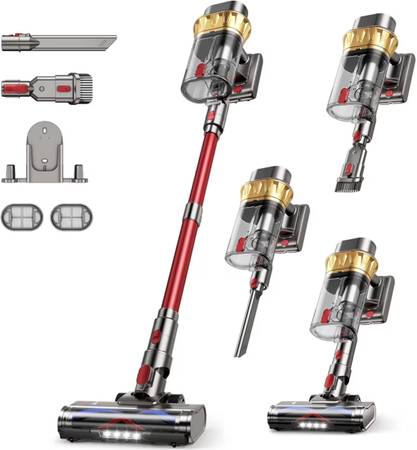Cordless Stick Vacuum Cleaner, 600W 55KPA, 75 Mins 2L, Double Dustcup, Anti-Tang 1