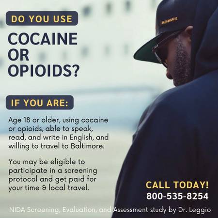 Calling adults 18 and older who use cocaine or opioids! 1