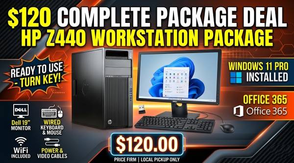 Complete Workstation PC Setup - 19" Monitor - WiFi - Core i5 (Xeon) 1