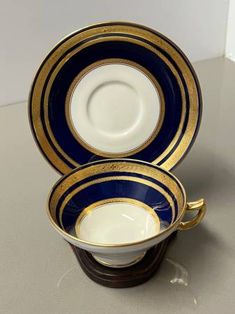 TIFFANY & CO COLBALT BLUE & GOLD CUP AND SAUCER 1