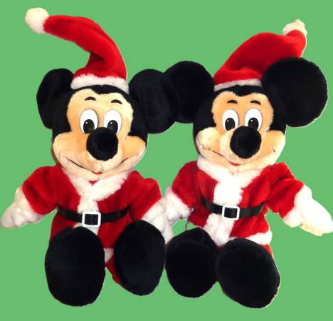 Vintage Christmas Mickey Mouse in Santa Claus Suit Stuffed Toy 1