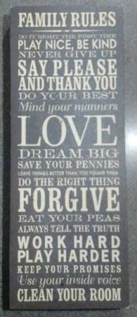 Family Rules Sign 1