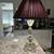 Pair of Vintage Etched cut Glass 3-way lamps with lined shades 24” 2 thumbnail