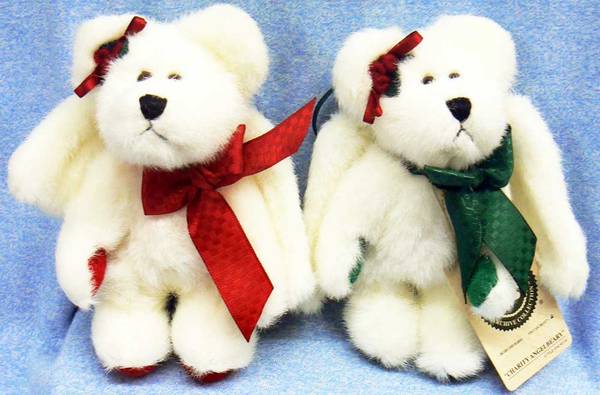 Set of 2 Christmas Ornaments Boyds Bears Faith & Charity Angelbeary 1