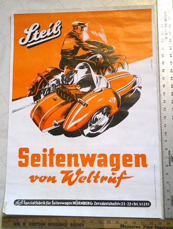 +=vintage Steib sidecar poster -19x27+= 1