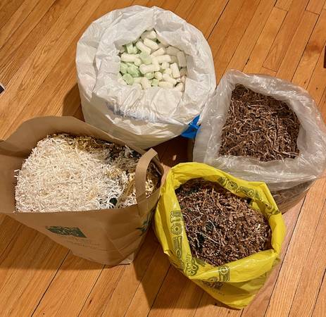 Packing material: colorful shredded paper and styrofoam pieces 1