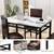 Dining Table Set for 4 with Bench and 2 Leather Chairs,Faux Mable Smal 7 thumbnail
