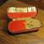 Vintage red leather manicure set, Germany. Lint brush with sewing kit. 5 thumbnail