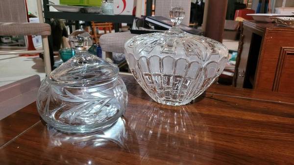 Crystal & Cut Glass Dishes w/ lids 1