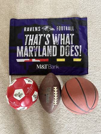 Go Ravens Orioles. football,baseball basketball, soccer ball  flag 1