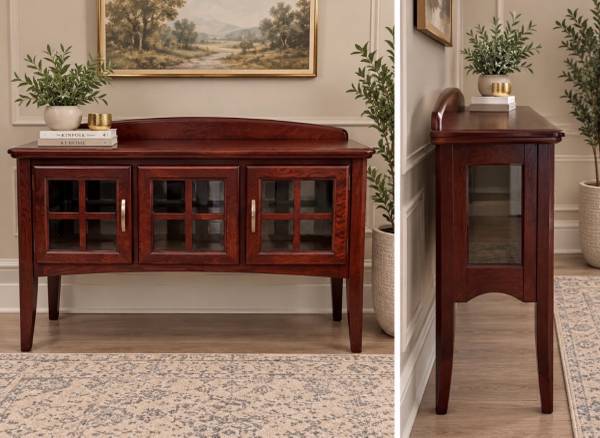 Cherry Wood Sideboard Buffet with Glass Doors 1