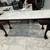 Hand carved wood console table with white Carara  marble top 3 thumbnail