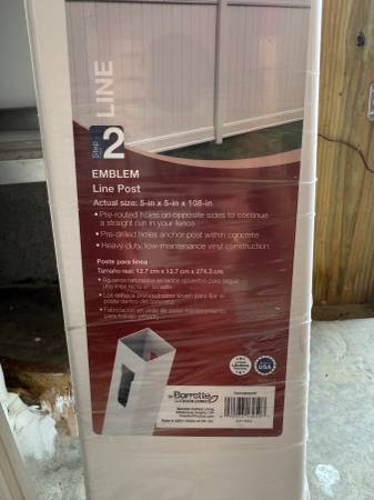 Emblem line post for white, solid fencing 1