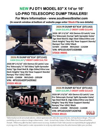 NEW PJ (DT1) DUMP TRAILERS AT SOUTHWEST TRAILER SALES (760) 788-8900 1