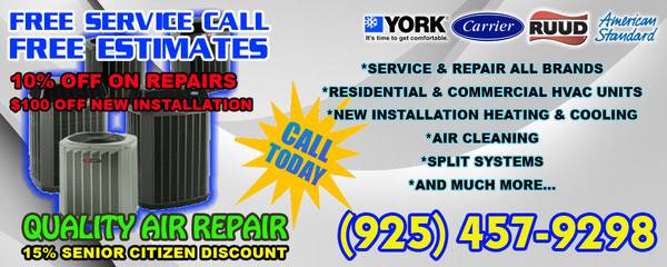 HEATING & A/C REPAIR IT free service call 925-457-9298 1