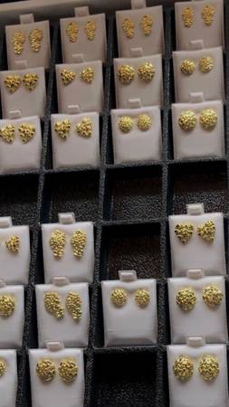 New Stainless Steel Gold Nugget Earrings 1