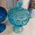 2 vintage blue glass compote lidded candy dishes 4 thumbnail