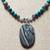 Unique Necklace:  Agate, Turquoise, Tourmalinated Quartz, Local Artist 2 thumbnail
