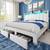 Full Size Bed Frame with 2-Tier Storage Headboard & 2 Large Drawers Velvet Uphol 8 thumbnail