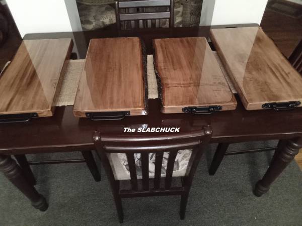 4 large Darkened Maple, single live edge, Charcuterie "Serving" boards 1