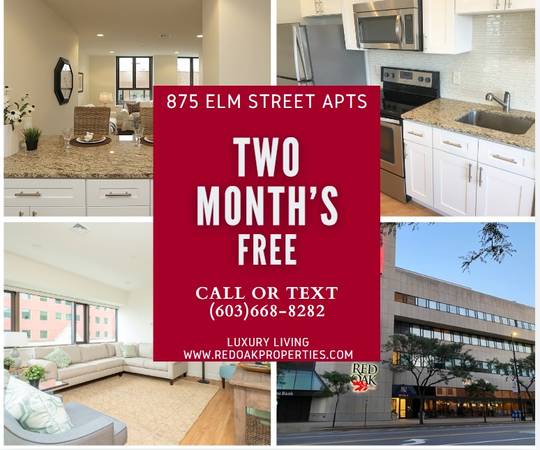 $2,250 / 2br - 981ft2 - 2 MONTHS FREE! Large, Luxurious 2 Bed / 2 Bath apt w/ Elm Street views (Manchester)63931659840899120