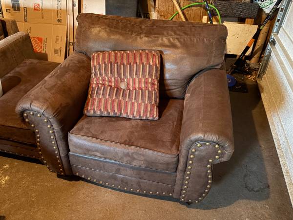 Over sized Comfy Faux-Suede Chair and Ottoman 1