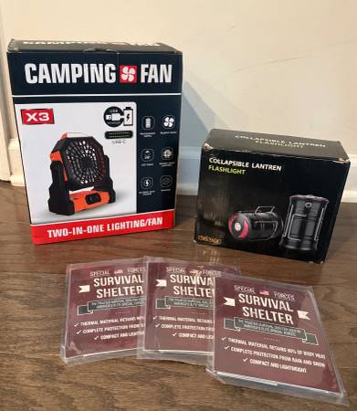 Outdoor gear - rechargeable camping fan, lantern light & more 1