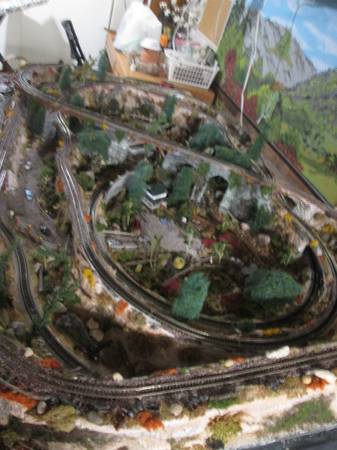 Train Table, N gauge, set up for 3 separate trains 1