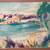 Vintage Tropical Wall Art, Ocean Watercolor Picture, Gold Frame Matted 3 thumbnail