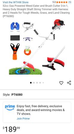 52cc Gas Powered Weed Eater and Brush Cutter 3-in-1 1