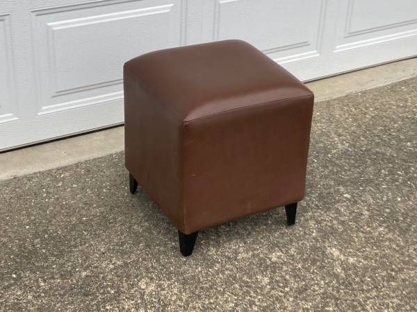 Simple Square Cube Footstool - Leather Ottoman 1
