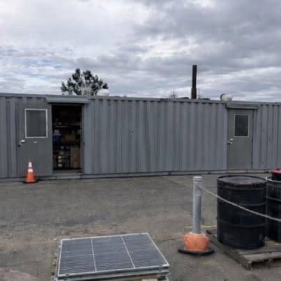 40 ft Converted Container Workshop - Roll-Up Door, Shelving 1