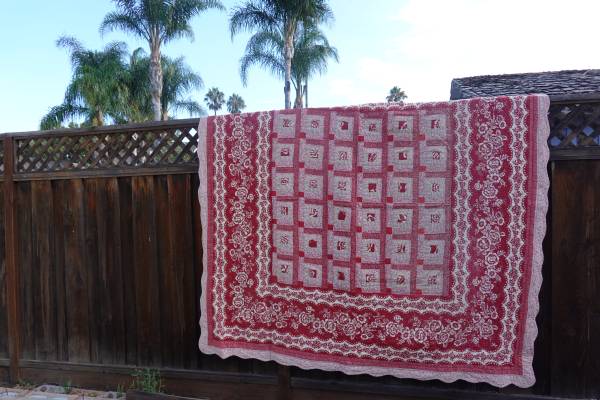 Beautiful Burgundy & Ivory Quilt Christmas 1