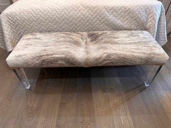 Lucite and mohair bench 1