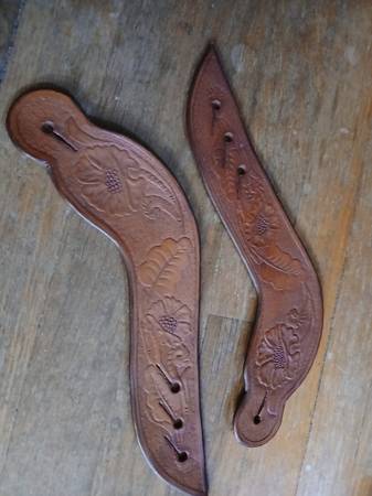 Hand Tooled Leather Spur Straps 1