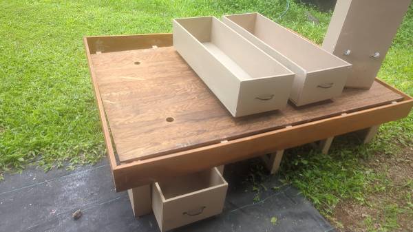 Full size handmade bedframe with storage 1