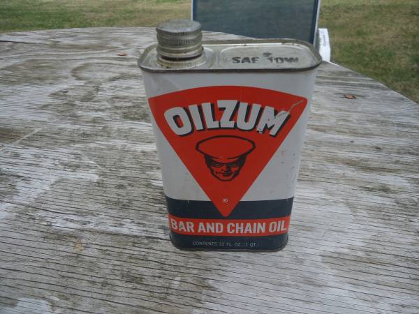 Vintage Full 1 Qt Oilzum Bar & Chain Oil Can 1